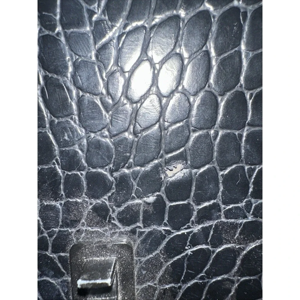 Aldo Black Croc Embossed cross body bag with tassel, chain